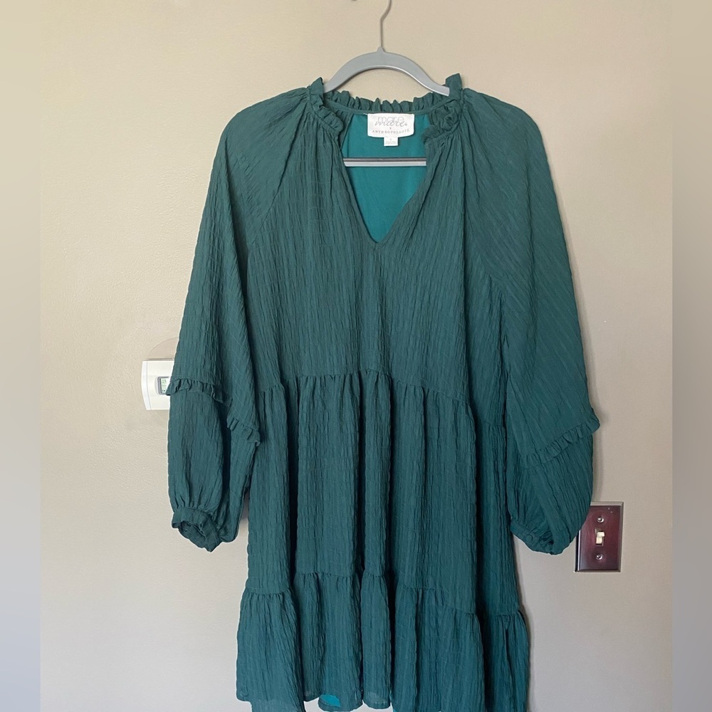 ANTHROPOLOGIE x MARE MARE Boho Anne Tiered Peasant Tunic Green Dress Size Small - Picture 2 of 7